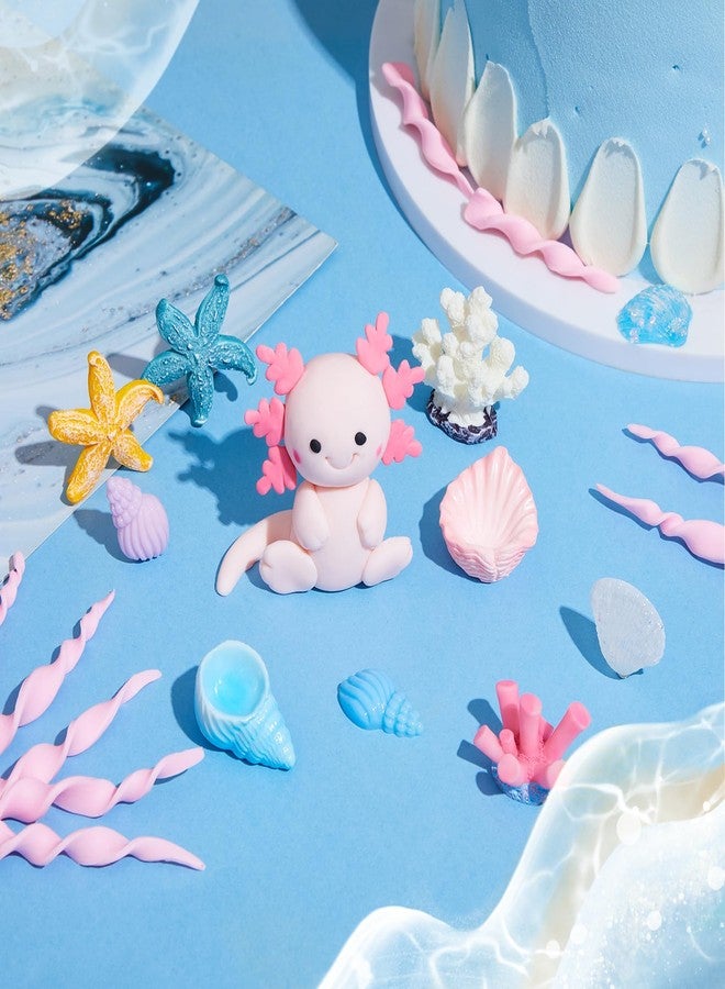 RoundFunny 24 Pcs Axolotl Birthday Decorations Supplies Include 1 Cake Topper 12 Artificial Seagrass 11 Diving Toy Underwater Decorations for Ocean Theme Party - Image 3